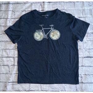 Banana Republic Large Short Sleeve T Shirt Travel Bicycle‎ World Map Globe